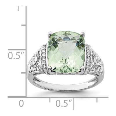 Sterling Silver 1/10 ct tw Green Quartz & Diamond Ring – view 6