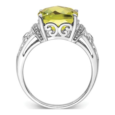 Sterling Silver 1/10 ct tw Lemon Quartz & Diamond Lemon Ring – view 3