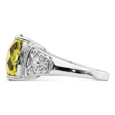 Sterling Silver 1/10 ct tw Lemon Quartz & Diamond Lemon Ring – view 4