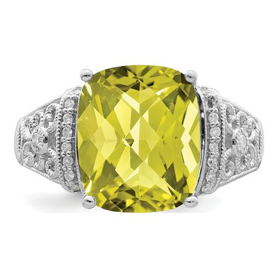 Sterling Silver 1/10 ct tw Lemon Quartz & Diamond Lemon Ring – view 5
