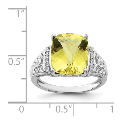 Sterling Silver 1/10 ct tw Lemon Quartz & Diamond Lemon Ring – view 6