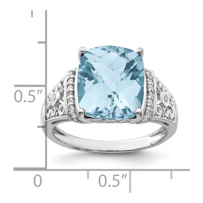 Sterling Silver 1/10 ct tw Sky Blue Topaz & Diamond Checker-Cut Ring – view 6