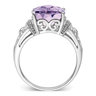 Sterling Silver Pink Quartz & Diamond Ring – view 3