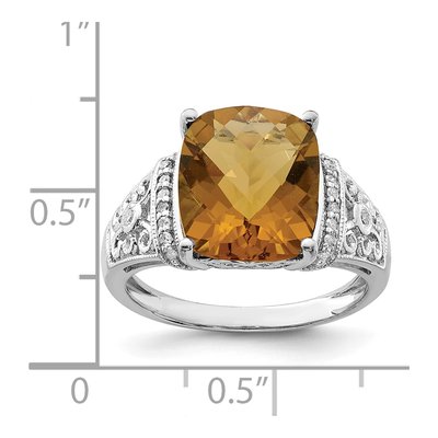 Sterling Silver 1/10 ct tw Whiskey Quartz & Diamond Whiskey Ring – view 5