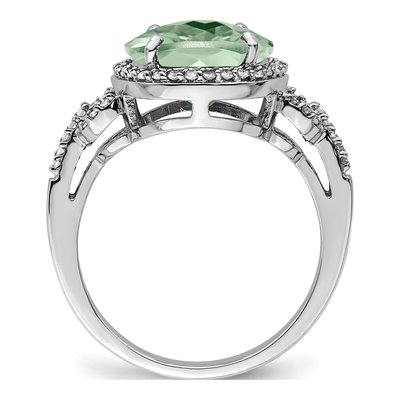 Sterling Silver 0.23 ct tw Green Quartz & Diamond Ring – view 2