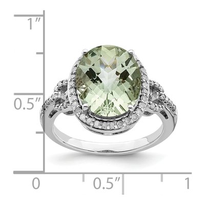 Sterling Silver 0.23 ct tw Green Quartz & Diamond Ring – view 3