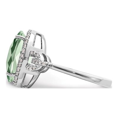 Sterling Silver 0.23 ct tw Green Quartz & Diamond Ring – view 4