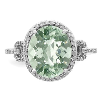 Sterling Silver 0.23 ct tw Green Quartz & Diamond Ring – view 5