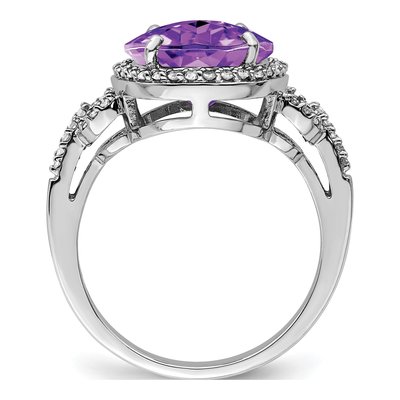 Sterling Silver 0.23 ct tw Amethyst & Diamond Oval Ring – view 2