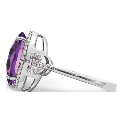 Sterling Silver 0.23 ct tw Amethyst & Diamond Oval Ring – view 4