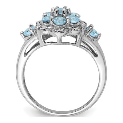 Sterling Silver 1/20 ct tw Swiss Blue Topaz & Diamond Ring – view 3