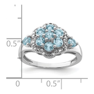 Sterling Silver 1/20 ct tw Swiss Blue Topaz & Diamond Ring – view 4