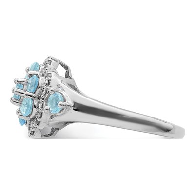 Sterling Silver 1/20 ct tw Swiss Blue Topaz & Diamond Ring – view 5
