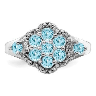 Sterling Silver 1/20 ct tw Swiss Blue Topaz & Diamond Ring – view 6