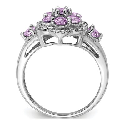 Sterling Silver 1/20 ct tw Rose de France Amethyst & Diamond Ring – view 3