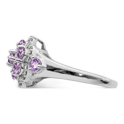 Sterling Silver 1/20 ct tw Rose de France Amethyst & Diamond Ring – view 4