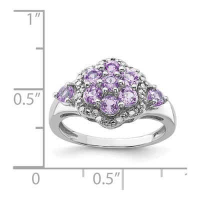 Sterling Silver 1/20 ct tw Rose de France Amethyst & Diamond Ring – view 5