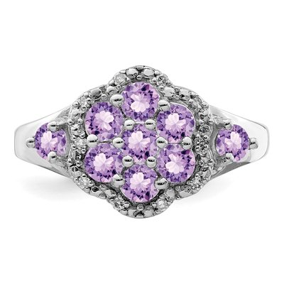 Sterling Silver 1/20 ct tw Rose de France Amethyst & Diamond Ring – view 6