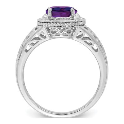 Sterling Silver 1/8 ct tw Amethyst & Diamond Ring – view 3