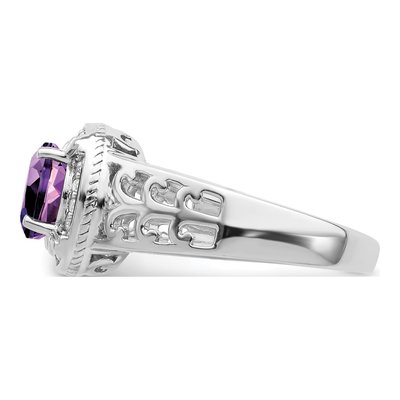 Sterling Silver 1/8 ct tw Amethyst & Diamond Ring – view 5