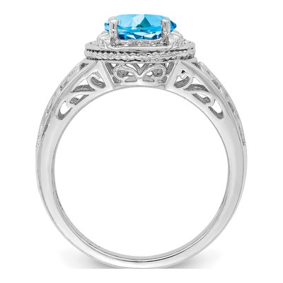 Sterling Silver 1/8 ct tw Swiss Blue Topaz & Diamond Ring – view 3