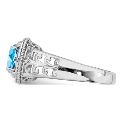 Sterling Silver 1/8 ct tw Swiss Blue Topaz & Diamond Ring – view 4