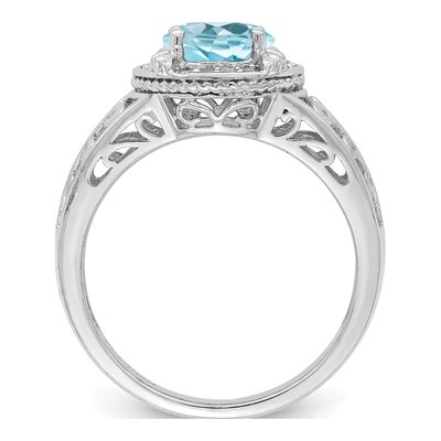 Sterling Silver 1/8 ct tw Sky Blue Topaz & Diamond Ring – view 3