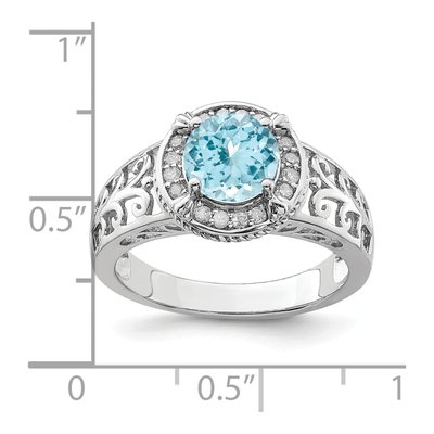 Sterling Silver 1/8 ct tw Sky Blue Topaz & Diamond Ring – view 4
