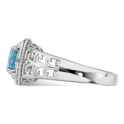 Sterling Silver 1/8 ct tw Sky Blue Topaz & Diamond Ring – view 5