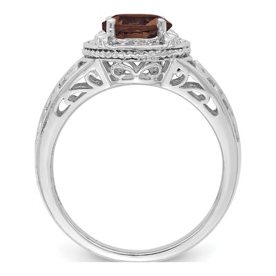 Sterling Silver 1/8 ct tw Smoky Quartz & Diamond Ring – view 3
