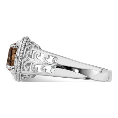 Sterling Silver 1/8 ct tw Smoky Quartz & Diamond Ring – view 4