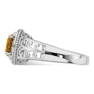 Sterling Silver 1/8 ct tw Whiskey Quartz & Diamond Whiskey Ring – view 5