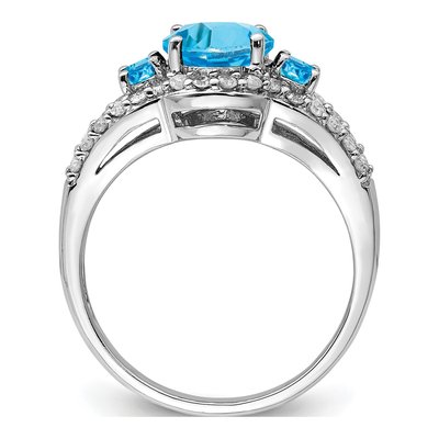Sterling Silver 0.42 ct tw Swiss Blue Topaz & Diamond Ring – view 2