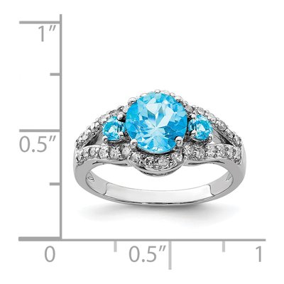 Sterling Silver 0.42 ct tw Swiss Blue Topaz & Diamond Ring – view 3