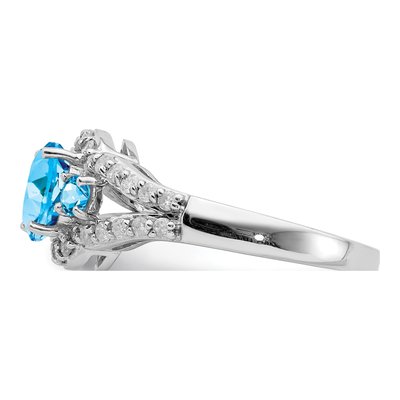 Sterling Silver 0.42 ct tw Swiss Blue Topaz & Diamond Ring – view 4