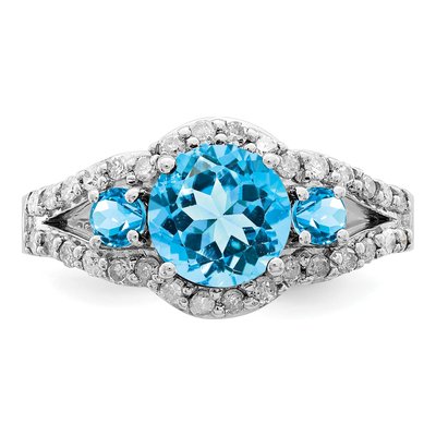 Sterling Silver 0.42 ct tw Swiss Blue Topaz & Diamond Ring – view 5