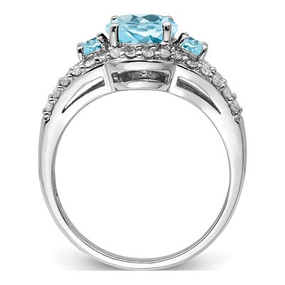 Sterling Silver 0.42 ct tw Sky Blue Topaz & Diamond Ring – view 2