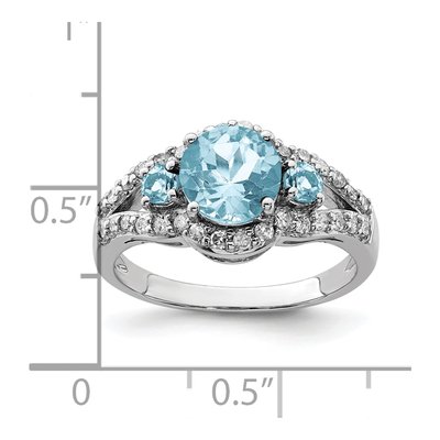 Sterling Silver 0.42 ct tw Sky Blue Topaz & Diamond Ring – view 3