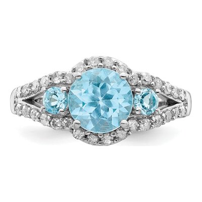 Sterling Silver 0.42 ct tw Sky Blue Topaz & Diamond Ring – view 5