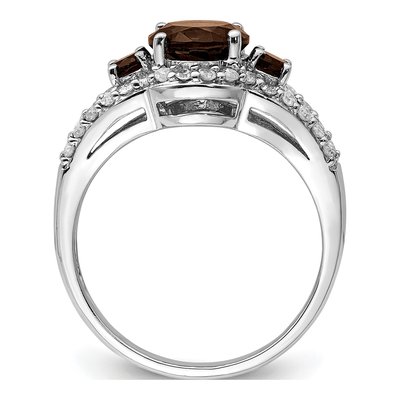 Sterling Silver 0.42 ct tw Smoky Quartz & Diamond Ring – view 2