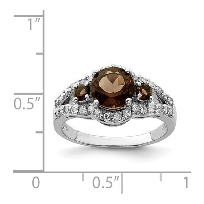 Sterling Silver 0.42 ct tw Smoky Quartz & Diamond Ring – view 3