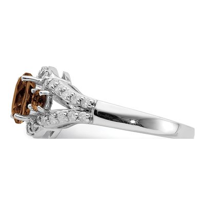 Sterling Silver 0.42 ct tw Smoky Quartz & Diamond Ring – view 4