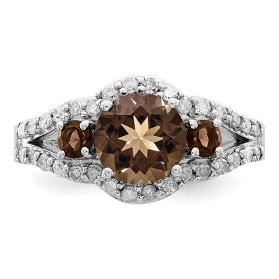 Sterling Silver 0.42 ct tw Smoky Quartz & Diamond Ring – view 5