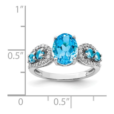 Sterling Silver 1/5 ct tw Swiss Blue Topaz & Diamond Ring – view 3