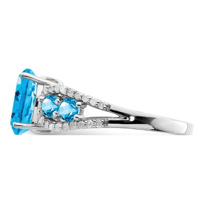Sterling Silver 1/5 ct tw Swiss Blue Topaz & Diamond Ring – view 4