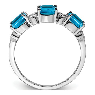 Sterling Silver 1/10 ct tw Swiss Blue Topaz & Diamond Ring – view 2