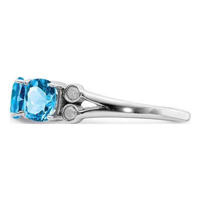 Sterling Silver 1/10 ct tw Swiss Blue Topaz & Diamond Ring – view 3