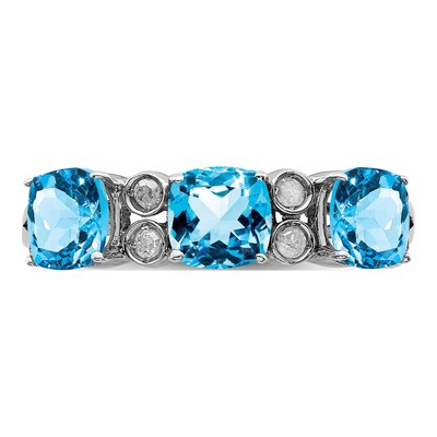 Sterling Silver 1/10 ct tw Swiss Blue Topaz & Diamond Ring – view 4