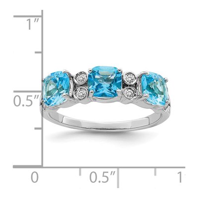 Sterling Silver 1/10 ct tw Swiss Blue Topaz & Diamond Ring – view 5