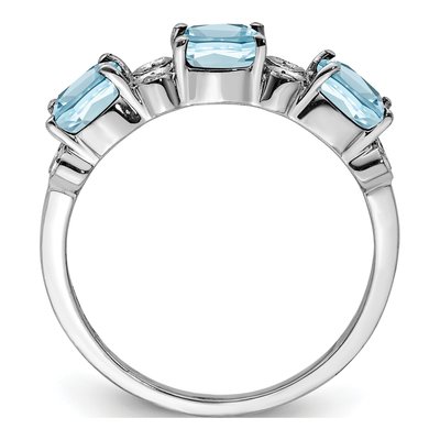 Sterling Silver 1/10 ct tw Sky Blue Topaz & Diamond Ring – view 2